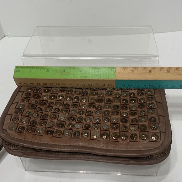 Boho studded leather wallet or clutch - Picture 14 of 15